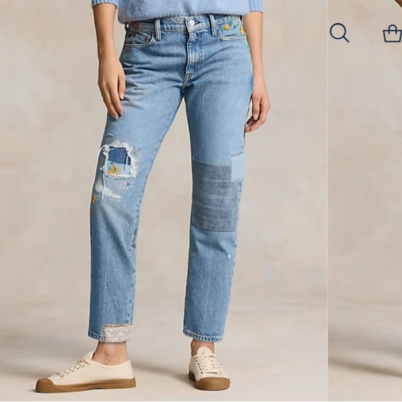 Polo Ralph Lauren Denim - NWT Polo Ralph Lauren Jeans The Avery Boyfriend Blue Patchwork Stretch Size 28